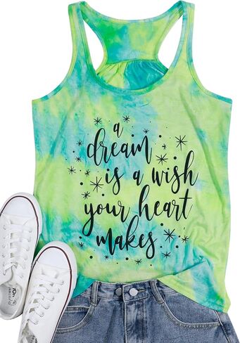 A Dream is A Wish Your Heart Makes Tank Tops Women Summer Funny Letter Print Casual Sleeveless Tank Tops in Saudi Arabia