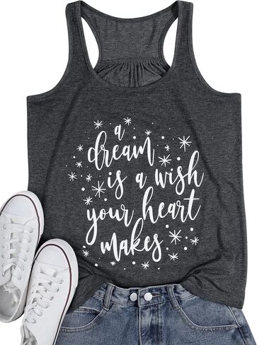 A Dream is A Wish Your Heart Makes Tank Tops Women Summer Funny Letter Print Casual Sleeveless Tank Tops in Saudi Arabia