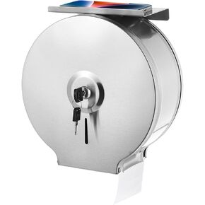 Toilet Paper Holder Dispenser Commercial with Shelf Wall Mount - 10 Inches Commercial Jumbo Toilet Paper Dispenser Wall Mount Stainless Steel Roll Toilet Paper Holder, Metal Toilet Tissue Dispenser