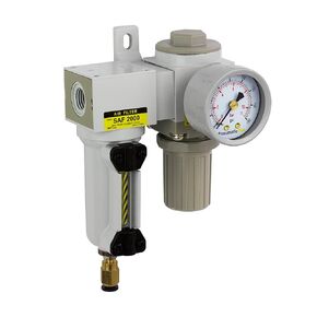 PneumaticPlus SAU2020M-N02DG-MEP Mini Compressed Air Filter Regulator Combo 1/4" NPT - Metal Bowl, Auto Drain, Gauge