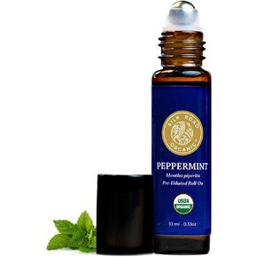 Organic Peppermint Essential Oil Roll On, Mentha Piperita, 100% Pure USDA Certified Aromatherapy for Headache, Migraine, Energy & Hair - 10 ml Roller by Silk Road Organic - Always Pure, Always Organic