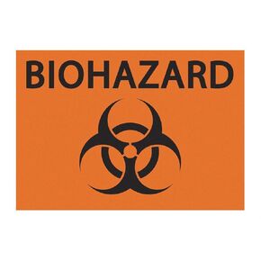 Zing Green Products 1912 Recycled Plastic "Biohazard" Safety Sign, 10" Length, 7" Width, Black on Orange