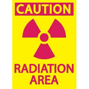 Zing Green Products 1925 Recycled Plastic "Caution Radiation Area" Safety Sign, Magenta on Yellow, 10" Length, 7" Width