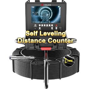 Sewer Camera Self Leveling 100ft, 7mm Thicker Cable Drain Camera with Distance Counter, 9" 1080P HD Screen Plumbing Camera Snake with Light, Pipe Inspection Camera with Video/Audio Record 32GB