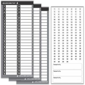 Premium Quality Non-Tearable Paper Circuit Breaker Directory Label with Fuse Stickers for Fuse Panel, Marker Sign for Electrical Panel. Strong Adhesive. Up to 48 Entries. for House or Commercial Use