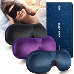 3-Pack 3D Sleep Mask for Men and Women – Contoured Sleeping Mask for Blocking Light, Ideal for Side Sleepers, with Nose Bridge, Perfect for Travel, Shift Work