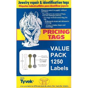 N’icePackaging - 1000 Qty of Tyvek White Short-Barbell Jewelry Repair, Price and Identification Tags (1.38" x .5") – For Sales / Cleaning / Flea Market / Consignment / Showcase