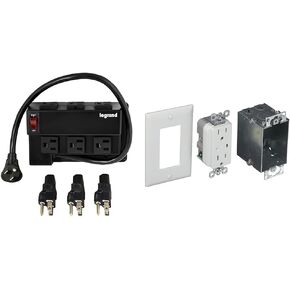Legrand OnQ Media Enclosure Power Strip with 6 Outlets, 3 IEC C13 Adapters, 1 IEC C7 Adapter and Duplex Outlet Kit with Surge Protection