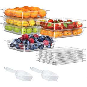 6 Pack Plastic Food Pan with Lid 1/2 Size 6 Inch Deep Restaurant Clear Food Storage Containers Polycarbonate Commercial Hotel Pans for Fruits Vegetables Beans Corns (6 PCS, 6'' Deep)