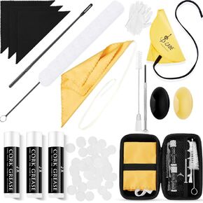 Vesici 40 Pcs Flute Cleaning Kit Flute Accessories All in 1 Flute Cleaner Kit Maintenance Kit Care Kit with Flute Cleaning Brush Flute Cleaning Rod and Cloth Flute Swab Flute Plugs Thumb Rest Cushion