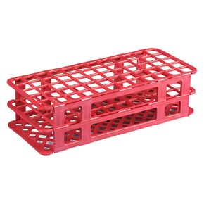Globe Scientific 456510 Polypropylene Microcentrifuge Tube Rack, 16/17mm Tube, Red, 60-Place