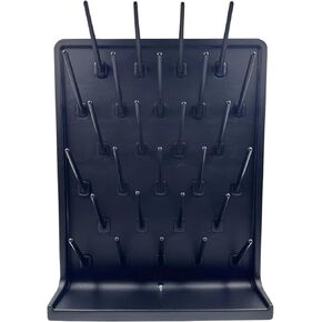 Lab Drying Rack 27 Pegs Laboratory Cabinets Glass Drying Racks Wall-Mount Black Cleaning Frame for School Laboratory Utensils Newest Hidden Installation