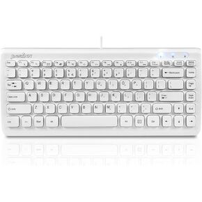 Perixx PERIBOARD-407B US, Wired USB Mini Keyboard with 11 Hot Keys - Glossy Black - US English Layout