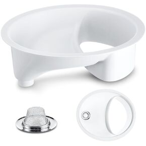 Urine Diverter Privy Complete Urine Separator with Stainless Steel Sink Lid for Compost Toilets, White