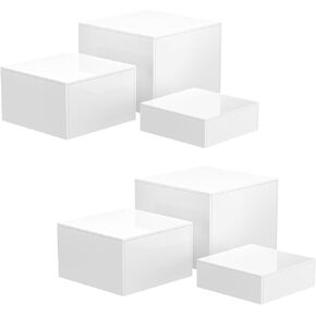 NIUBEE Buffet Risers 6PCS Acrylic: Food Display Risers for Buffet Table Cake Jewelry Figures Show - Cube Dessert Table Display Nesting Riser with Hollow Bottoms 6"x7"x8"(White)