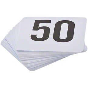ROY TN 1 50 -Royal Industries Number 1-50 Plastic Number Card Set, Plastic, 4'' by 4'', White Base with Black Numbers