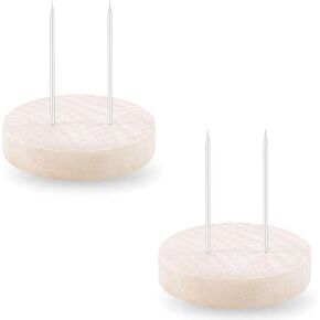 2PCS Doll Stand Wooden Base for Positive Potato Pickle Avocado Pineapple, DIY Crochet Doll Accesories Standing Base for Figurines Blind Box Holder Organization Display Round Base(2pcs)