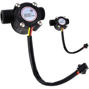 Water Flow Hall Sensor Switch 1-30L/min 1/2" Flowmeter Control Fluid G1/2 Counter 1.75MPa Measure Temperature Instrument, for Water Heater - 2PCS