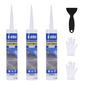 Cement Crack Filler Outdoor Waterproof Concrete Repair Sealant Self-Leveling Driveway Crack Filler Polyurethane Construction Crack Flexible Concrete Patch Gray 10.5 fl. oz (Grey,3 Pack)