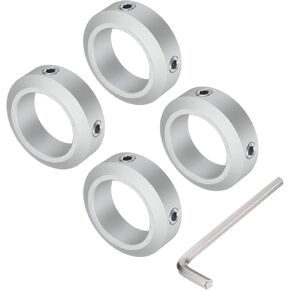 uxcell Set Screw Shaft Collar for 32mm Shaft, 4pcs Clamping Collars 48mm OD, 15mm Thickness, Aluminum Alloy Clamp-On Collar with M8 Set Screws and a Wrench
