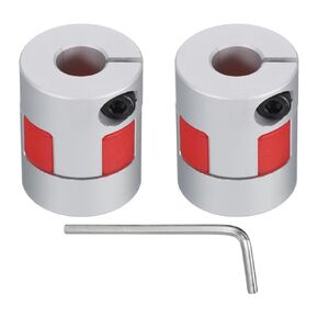 uxcell Aluminum Plum Shaft Coupling 6.35mm to 8mm Bore L25xD20 Flexible Coupler for 3D Printer CNC Machine and Servo Stepped Motor Pack of 2