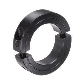 Double Split Shaft Collar - [1-1/2" Rod x 2-3/8" OD x 9/16" Width] Clamping Style Shaft Collar with Set Screw for Drive Shafts, Motor Bases Use, Carbon Steel, Black