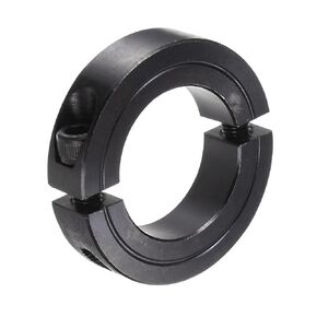 Double Split Shaft Collar - [1-1/4" Rod x 2-1/16" OD x 1/2" Width] Clamping Style Shaft Collar with Set Screw for Drive Shafts, Motor Bases Use, Carbon Steel, Black