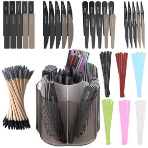 131 Pcs Sanding Sticks Set 360 Degree Rotating Holder 40 Polishing Sticks 30 Sanding Twigs 60 Double Side Slanted Sanding Twigs for Plastic Models Jewelry Woodworking Hobby Arts Crafts