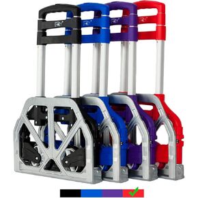Folding Hand Truck Aluminum Portable Folding Hand Cart 165lbs Capacity Hand Cart and Dolly Ideal for Home, Auto, Office,Travel Use,Black