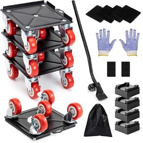Furniture Dolly, Furniture Movers, Furniture Lifter Tool Set with 5 360° Rotatable Universal Wheels, Carbon Steel Panel Heavy Duty Dolly, Max Load 1750LBS