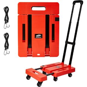 Folding Hand Truck Heavy Duty Folding Hand Truck Dolly with 4 Universal Wheels and 3 Swivel Wheels - Luggage Cart Transport Solution for Moving,Travel,Shopping Use,Black in Kuwait