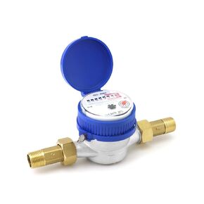 QWORK Water Meter, 1/2" NPT 304 Stainless Steel Cold Water Flow Meter with Pulse Output, for Garden and Home Use, Includes 2 pcs 1/2"NPT Thread Adapter
