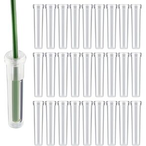 AIEX 48pcs Floral Water Tubes Reusable Plastic Flower Tubes with Silicone Cap for Flowers Plants 7.2x1.8cm/2.8x0.7inch(White Clear)