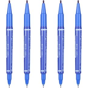 Tattoo Skin Scribe Pen Dual-Tip Marker Piercing Marking Surgical Tattooing (5 Pack, Blue)