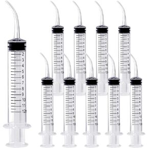 Wisdom Teeth Syringe,12ml Dental Syringe with Measurement, Sterile Individually Package Dental Irrigation Syringe for Oral Dental Care, Tonsil Stones Removing, Lab, Liquid, Feeding (10 Pack)