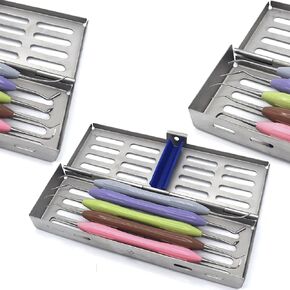 5 Pcs Dental Composite Filling Instruments Silicone Handle Layering Restorative Periodental Instruments Kit Set with Sterilization Cassette Rack Free