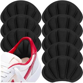 Shoes Too Big Inserts, 16Pcs Mesh Self-Adhesive Heel Cushion Pads for Back of Heel, Shoe Heel Inserts Prevent Shoes Too Big for Women Men, Black