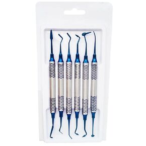 6pcs Dental Instrument Composite Resin Filling Spatula Titanium Plated Head Filler Thick Handle Restoration Set Dental Tool DN-2380