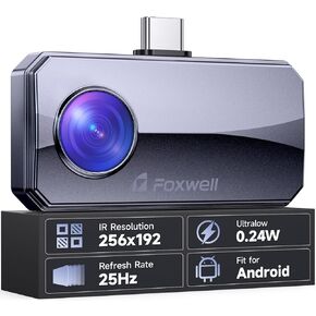 FOXWELL RT100 Thermal Camera for Android Smartphone, 256x192 IR Resolution Thermal Imaging Camera, Thermal Imager for Home/Automotive Leak Inspection, Upgraded Temperature Accuracy, 25Hz Reframe Rate