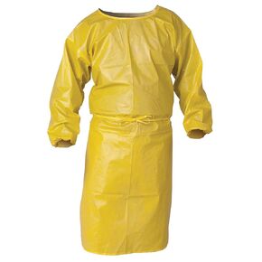 Kleenguard A70 Chemical Spray Protection Smock (09830), 52" Length, Bound Seams, Elastic Wrists, One Size, Yellow, 25 Smocks / Case