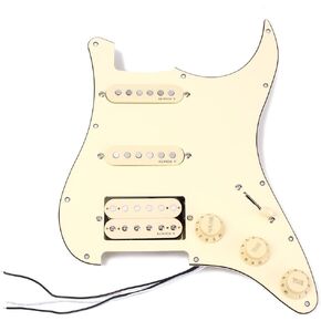 Ogdni Prewired Strat Pickguard with SSH Pickup Set, 3-ply Pick Guard Loaded High Output Alnico V Single Coil Humbucker Pick-ups, Electric Guitar Replacement Parts (rosewood grain)