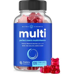 Men's Multivitamin Gummies | Vitamins A, B, C, D, E, Biotin, Folic Acid | Daily Multivitamin for Men | Chewable Men's Gummy Multivitamins | Bone, Brain, Heart, Immune & Energy Supplement (2 Pack)