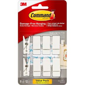 Command Spring Clips, Quartz, 8-Clips (17089Q-8ES), Great for dorm decor