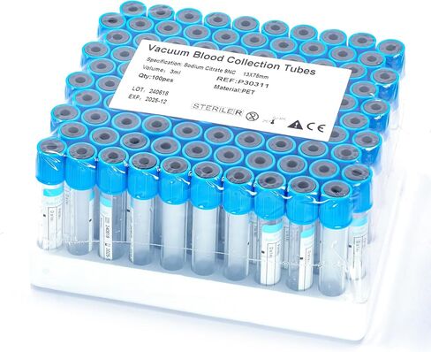 Vacutainer Blood Collection Tubes Lab Vacuum Blood Collecting Tube for Pet Animals Veterinary Lab Supplies 100 Pcs Wrap Packaging (Plain Tube, 5ml) in Saudi Arabia