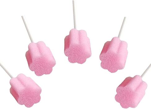 Disposable Oral Care Swabs-Untreated Mouth Cleaning and Care Sponge Swabsticks Speech Therapy Tools/Swabs Pink 300 Counts in Saudi Arabia
