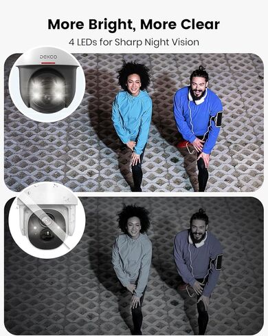 DEKCO 2K Solar Security Camera Wireless Outdoor, 360 Degree Rotating Pan Tilt Home Surveillance System with Spotlight and Sound Alarm, Night Vision, Motion Detection, 2 Way Talk, Requires 2.4GHz WiFi in Kuwait