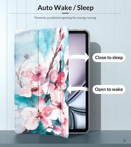 حافظة MoKo تناسب iPad Air الجيل الخامس/الرابع مقاس 10.9 بوصات 2022/2020، غطاء حامل ثلاثي الطي نحيف مع ظهر بلوري ناعم، تنبيه/غفو تلقائي، يدعم معرف اللمس وشحن قلم iPad الثاني، زهور عطرة in Kuwait
