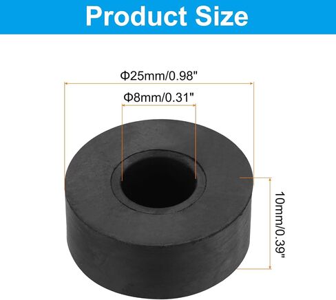 PATIKIL Vibration Isolation Washer 1" OD 0.3" ID 0.4" Thick, 4 Pack Rubber Round Anti Mechanical Damping Feet Pads, Black in Saudi Arabia
