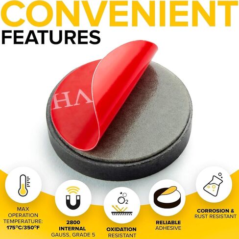 Adhesive Magnets - Ferrite Magnetic - 72 Pieces - Round Disc Magnets - Strong Sticky Adhesive Backing - Ceramic Magnets Ideal for Projects, Kitchen - 1"x0.15" in Kuwait