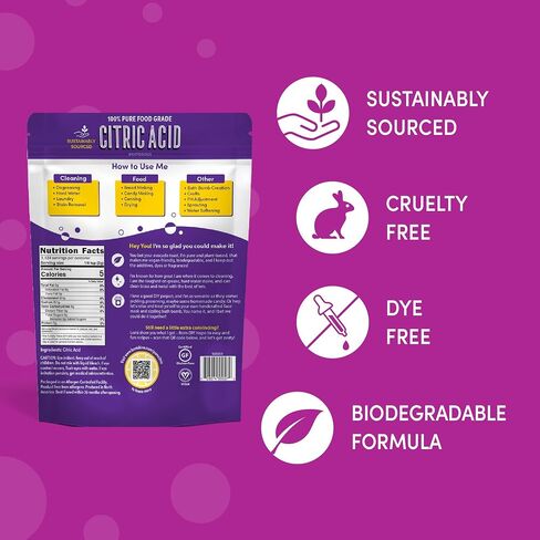 Lemi Shine 100% Citric Acid l Pure Food-Grade Flavor Enhancer & All-Natural Preservative | Fragrance Free Citric Acid for Mini Bath Bombs, Cooking, & Canning, 8 oz. Bag in Saudi Arabia